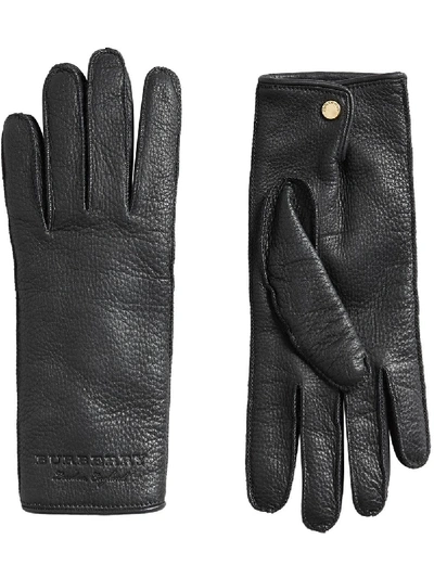 Burberry Cashmere-lined Lambskin Gloves In Black