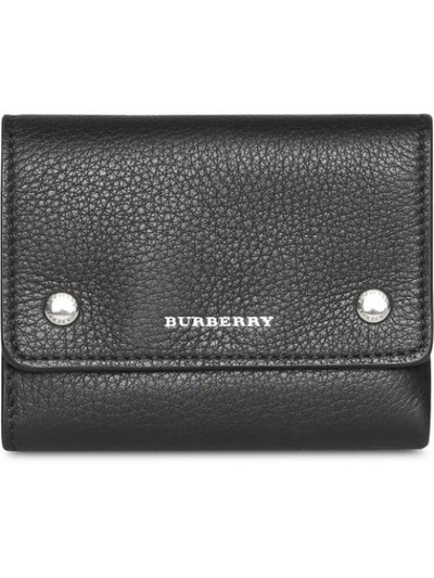 Burberry Small Leather Folding Wallet In Black