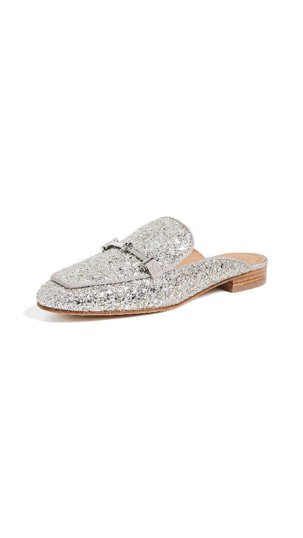 silver backless loafers