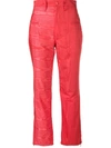 Marine Serre Long Moire Pants In Red