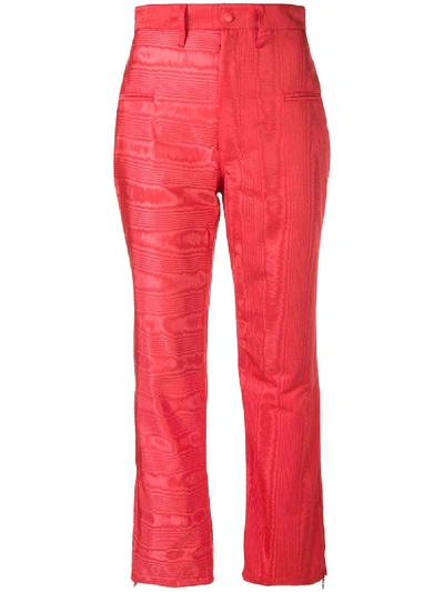 Marine Serre Long Moire Pants In Red