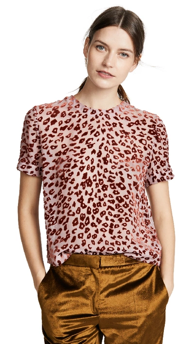 Kate Hewko Leopard Print Velvet Pant in Pink