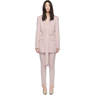 Tibi Oversized Tuxedo Blazer With Removable Belt In Pink Lilac