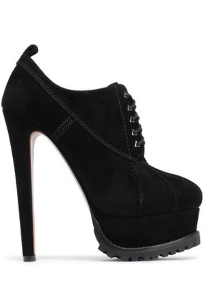 Alaïa Woman Lace-up Suede Platform Ankle Boots Black