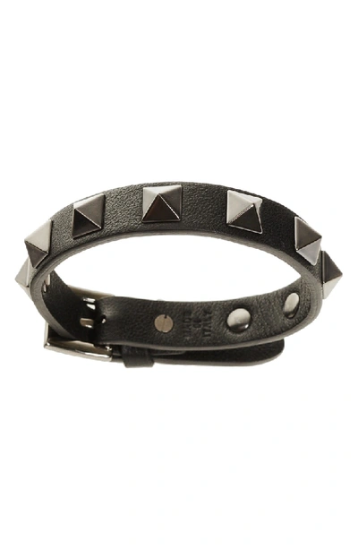 Valentino Garavani Garavani Rockstud Leather Bracelet In Black