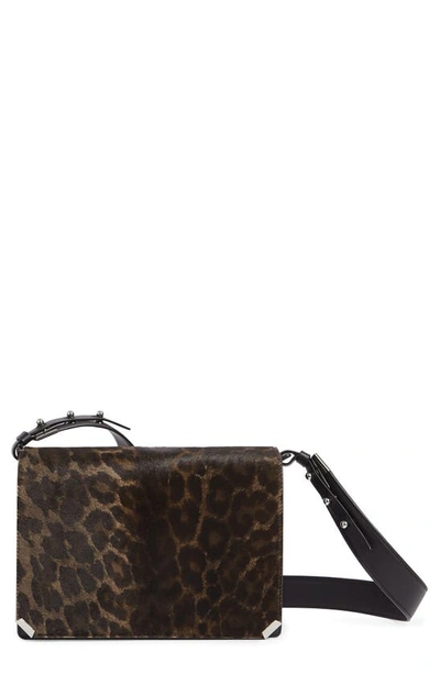 Allsaints Vincent Genuine Calf Hair Shoulder Bag In Leopard/black/silver