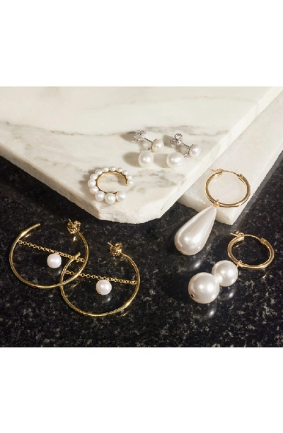 Beck Jewels Arcilla Mismatched Swarovski Imitation Pearl Hoop Earrings In White Pearl