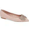 Tory Burch Esme Crystal Bow Flat In Sea Shell Pink