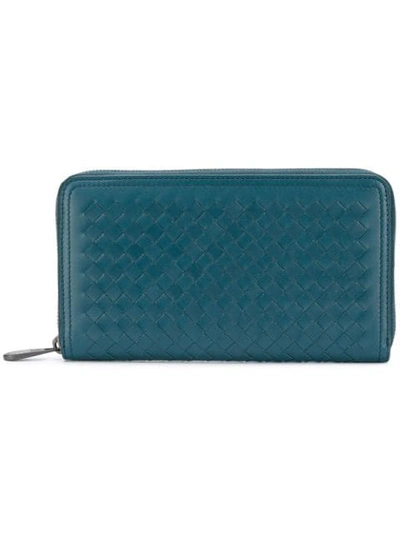 Bottega Veneta Zip-around Intrecciato Wallet - Farfetch In Blue