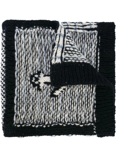 Thom Browne Anchor Knitted Scarf In Blue