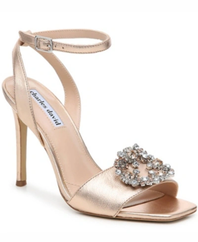 Charles David Women's Vanity Embellished Metallic Leather High-heel Sandals In Dusty Rose