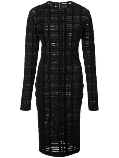 Alexandre Vauthier Grid Pattern Fitted Dress In Black