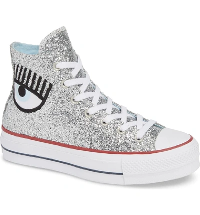 Converse X Chiara Ferragni Women's Chuck Taylor Glitter High Top Sneakers In Silver Glitter