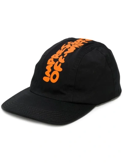 Off-white Bubble Font Cotton Cap In Black