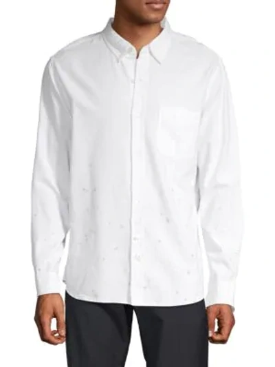 Baldwin Splatter-print Button-down Shirt In White
