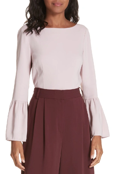 Tibi Stretch Suiting Bell Sleeve Top In Pink Lilac