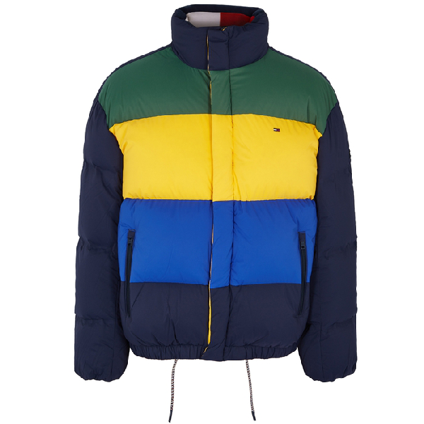 tommy jeans colorblock puffer jacket