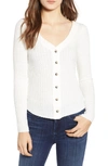 Project Social T Lotta Love Button Front Top In Ivory