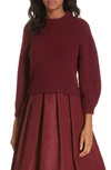 Tibi Cozette Alpaca & Wool Blend Crop Sweater In Dark Currant
