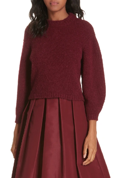 Tibi Cozette Alpaca & Wool Blend Crop Sweater In Dark Currant