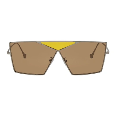 Loewe Lw40011u Puzzle Irregular-frame Sunglasses In 14e Yellow