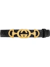 Gucci Leather Belt With Interlocking G Horsebit In Black