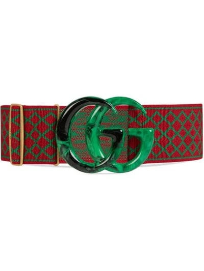 Gucci Elastic Belt With Double G In Red