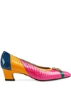 Gucci Snakeskin Pump With Crystal Double G In Pink