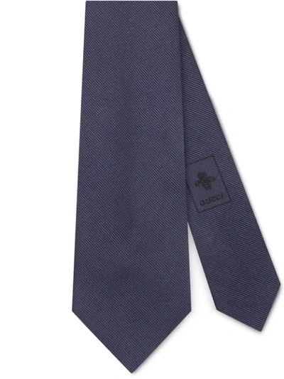 Gucci Eagle Underknot Silk Tie In Blue