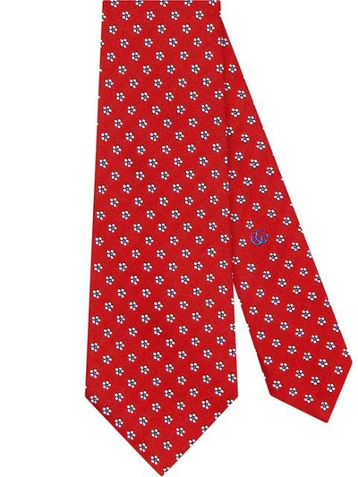 Gucci Tiger Underknot Silk Tie In Red