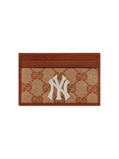 Gucci Original Gg Card Case With Ny Yankees&trade; Patch In Neutrals