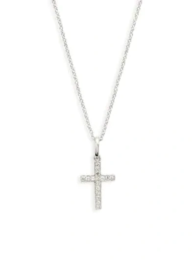 Saks Fifth Avenue Women's 14k White Gold & Natural Diamond Cross Pendant Necklace