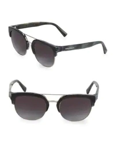 Dolce & Gabbana 55mm Browline Cat Eye Sunglasses In Blue Horn