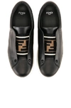 Fendi Rockoclick Knit Logo Slip-on Sneaker In Black