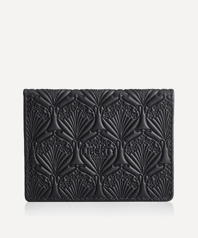 Liberty London Iphis Embossed Leather Travel Card Holder In Black