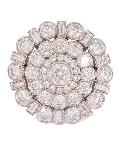 Kojis Platinum Tiffany Diamond Cluster Ring In White, Gold