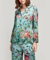 Liberty London Desert Rose Silk Satin Pyjama Set In Green