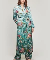 Liberty London Desert Rose Silk Satin Long Robe In Green