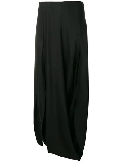 Jacquemus Nahil Draped Front Slit Midi Skirt In Black