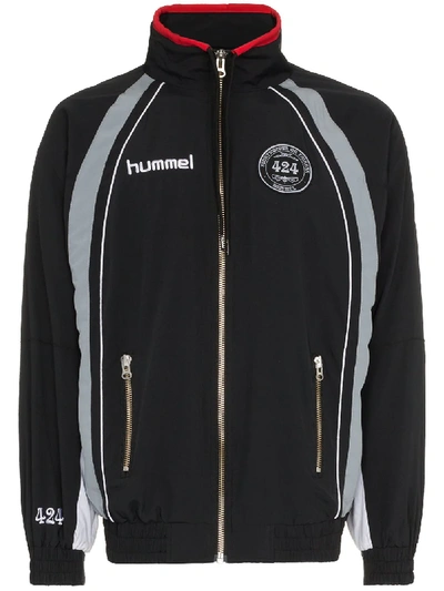 424 X Hummel Logo Patch Striped Jacket In Black