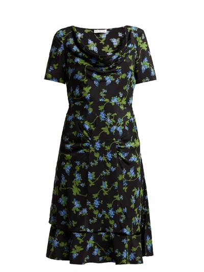 Altuzarra Scoop-neck Cap-sleeve A-line Floral-print Dress In Black Multi