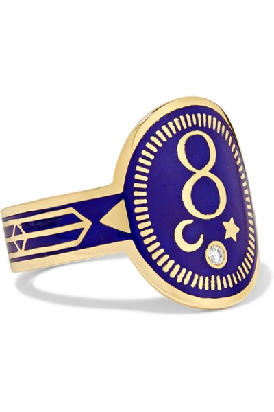 Foundrae Karma 18-karat Gold, Diamond And Enamel Ring