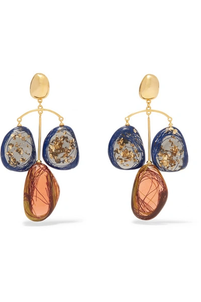Ejing Zhang Patter Drop Gold-plated Resin Earrings