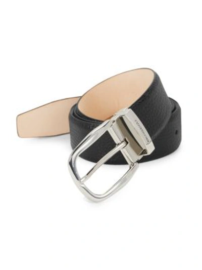 Bruno Magli Bi-color Leather Belt In Black