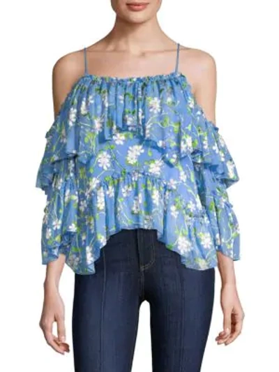 Alice And Olivia Tia Floral-print Blouse In Spring Primrose