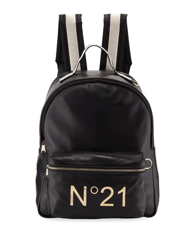 N°21 Tall Leather Logo Backpack In Black