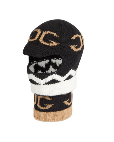 Gucci Men's Zigzag Mirrored-gg Balaclava Hood/hat In Black Pattern |  ModeSens