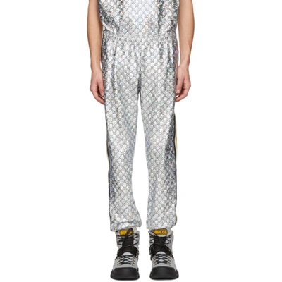 Gucci Laminated Sparkling Gg Jersey Jogging Pant In Silver