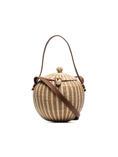 Sensi Studio Leather And Toquilla-straw Basket Bag In Brown
