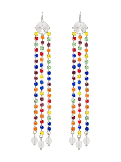 Miu Miu Crystal-fringed Drop Earrings In Multicolour